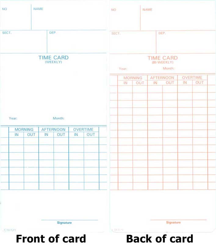 Stromberg 1000 ct Weekly Time Cards for Consecutive Printing Time Clocks for use with Acroprint 3.375 x 9.00 Form LA8500 Amano 